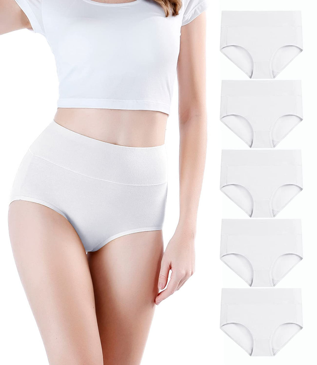 wirarpa Damen Unterhosen Baumwolle Unterwäsche Hohe Taille Slips Hoher Taillenslip für Frauen 5er Pa