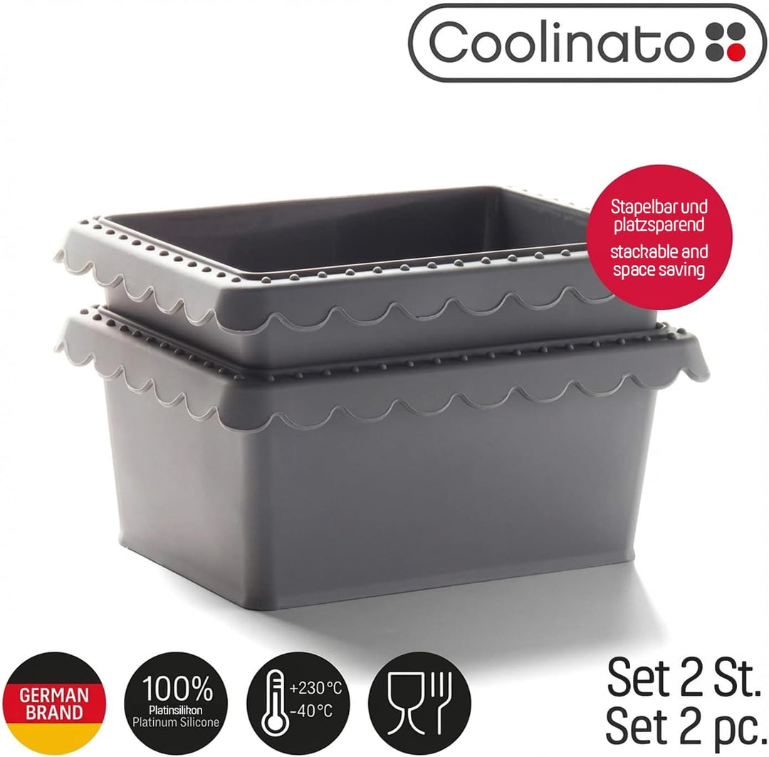 Coolinato - Mini Brotbackform 550g aus hitzebeständigem Platinsilikon Set 2er grau 17x13x7,5cm - Sil