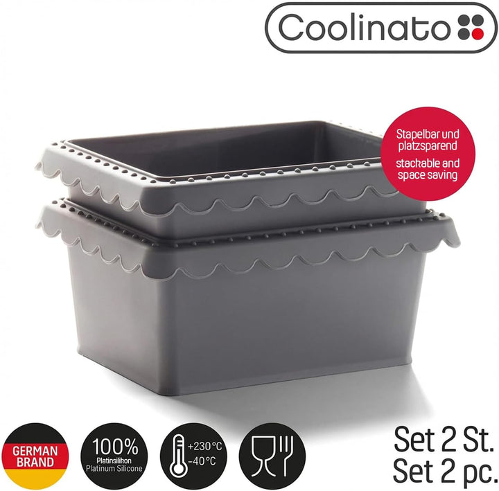 Coolinato - Mini Brotbackform 550g aus hitzebeständigem Platinsilikon Set 2er grau 17x13x7,5cm - Sil
