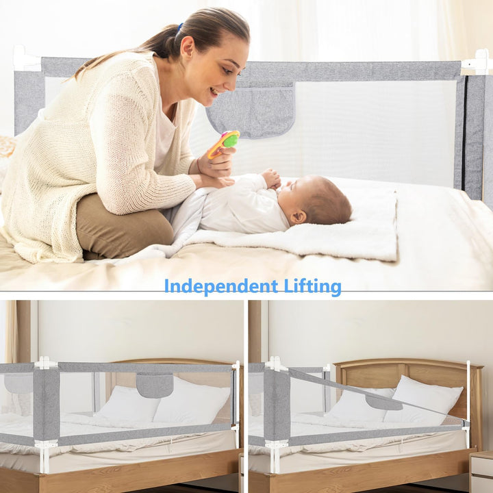 Ikodm Bettgitter Rausfallschutz 150cm Bettschutzgitter Kinderbettgitter, Kinderbettschutzgitter für