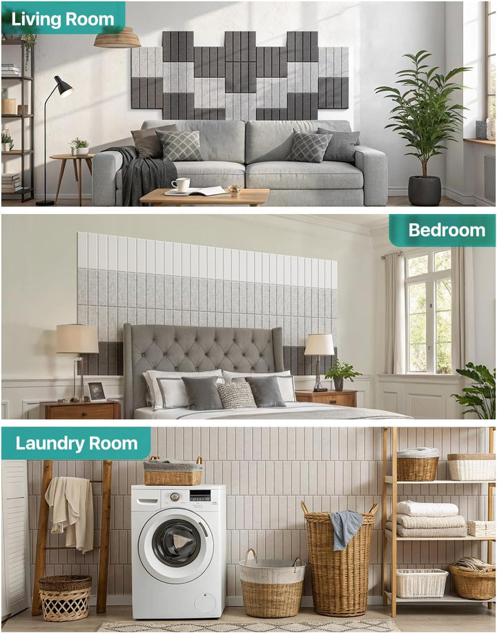 Soundsbay 12 Stück Akustikpaneele Selbstklebend, Akustikplatten aus Polyester zur Schalldämmung, 30×