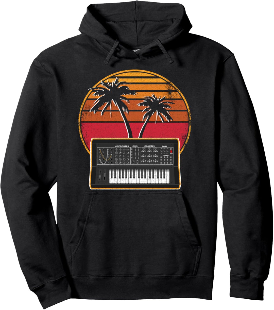 Analoge Synthesizer Retrowave Vintage 70er Sunset Synth Pullover Hoodie