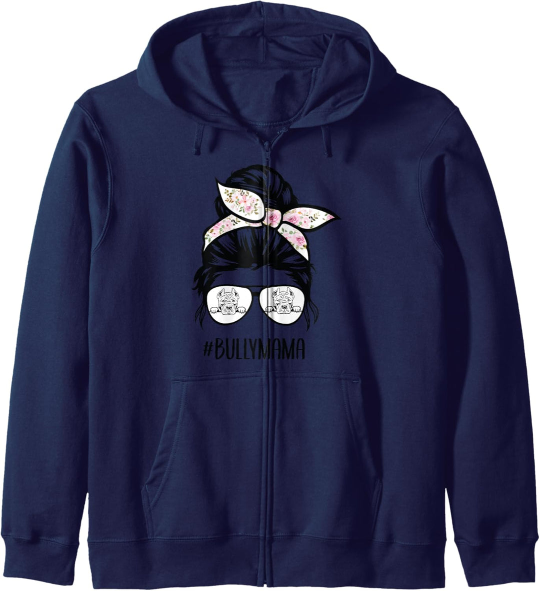 American Bully Mom unordentliche Brötchen-Haarbrille, Bully Kapuzenjacke