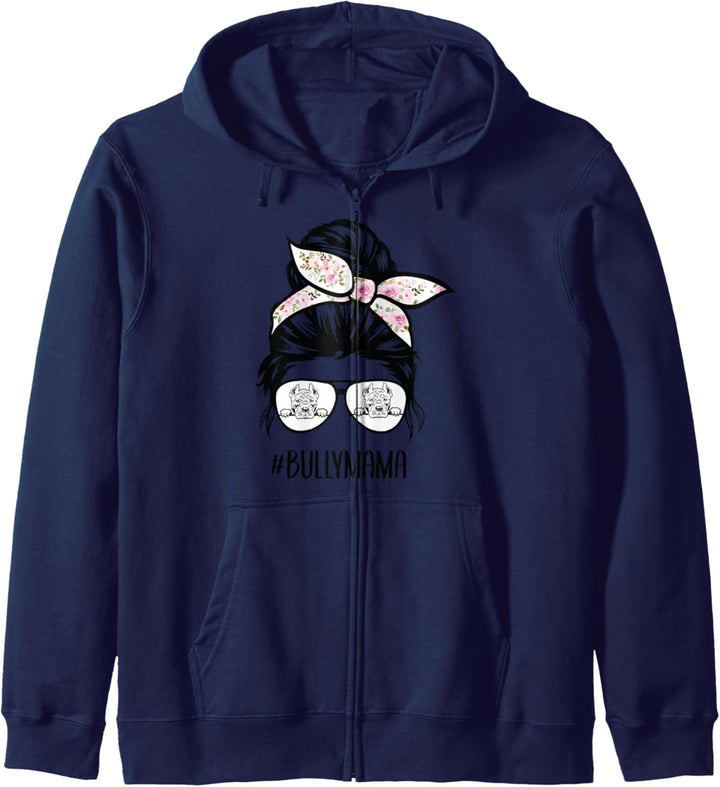 American Bully Mom unordentliche Brötchen-Haarbrille, Bully Kapuzenjacke