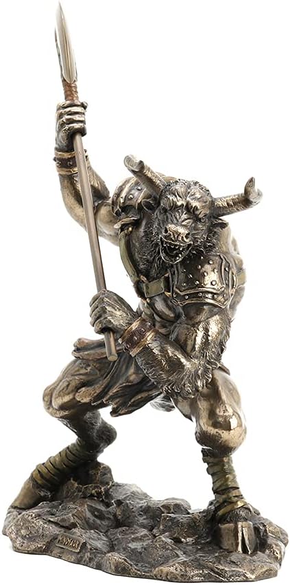 Veronese Design Minotaurus Die Kreatur aus dem Labyrinth, 34 cm hoch, Kaltgussbronze, Kunstharz, Min