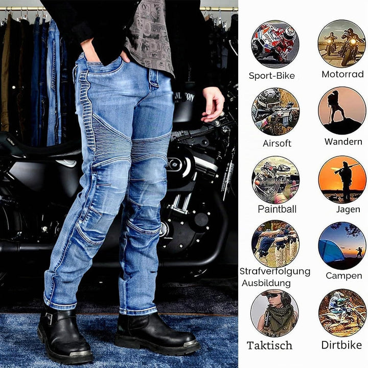 Motorradhose Herren, Motorrad Jeans Herren mit Protektoren, Aramidfaser Jeans Motorrad, Motorrad Hos