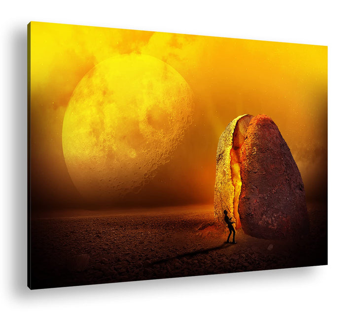 unbekannte Planeten Oberfläche Format: 80x60 als Leinwandbild, Motiv fertig gerahmt auf Echtholzrahm