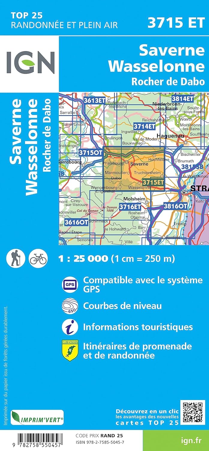 Saverne.Wasselonne.Rocher de Dabo 1:25 000 (TOP 25), Karte