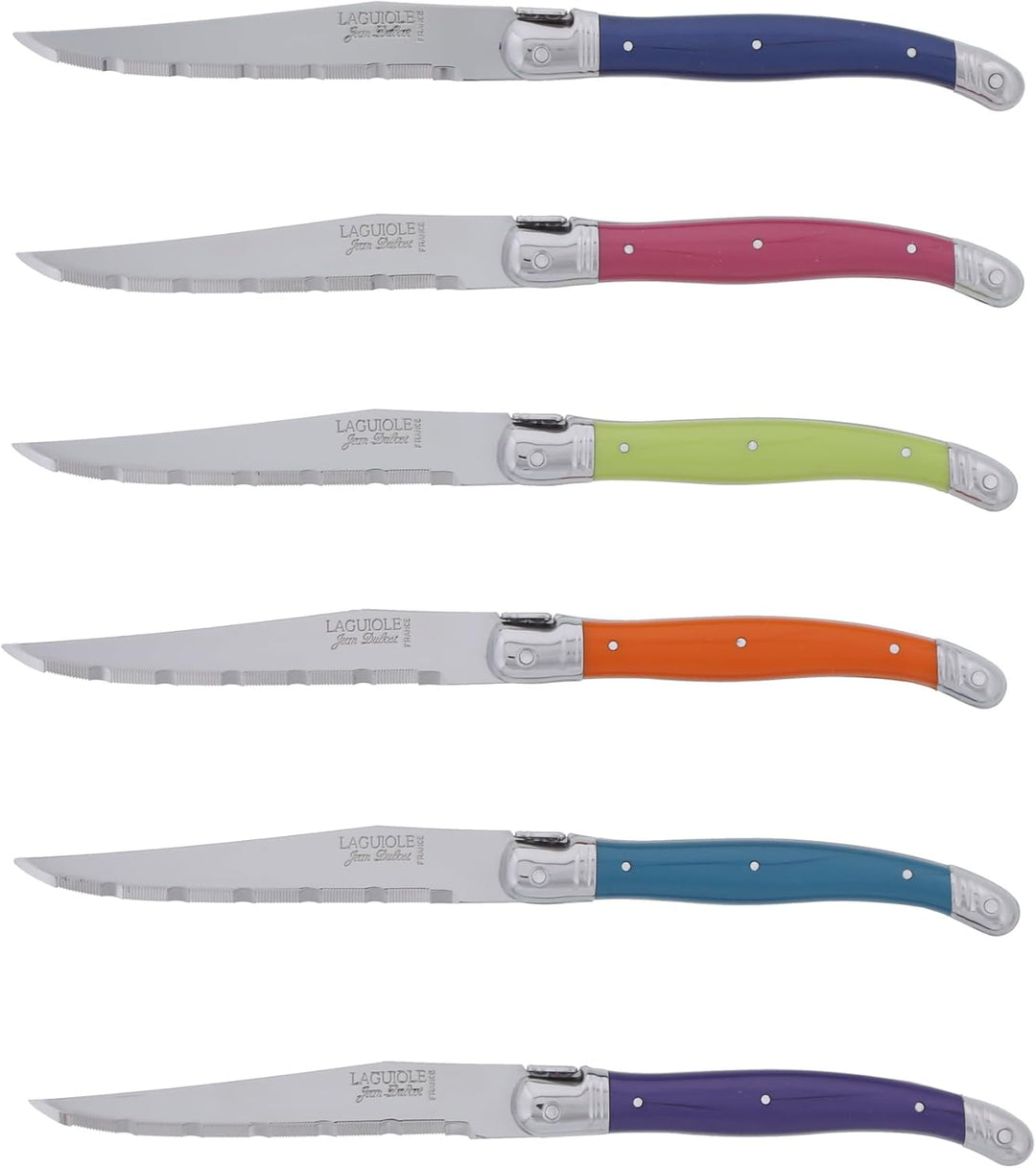 Laguiole Jean Dubost 97131 London Mix - Set aus 6 Fleischmessern, Sortierte Farbe