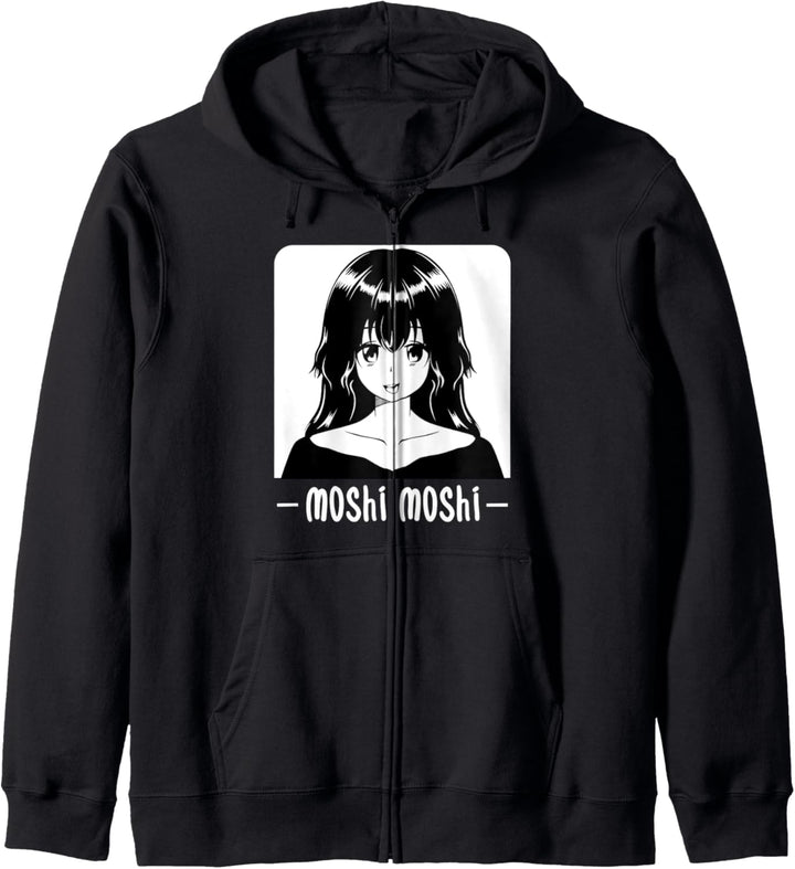Moshi Moshi Anime Manga Otaku Kawaii Süss Niedlich Japan Kapuzenjacke