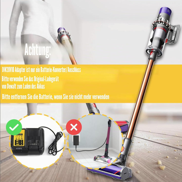 BTRUI V10 Adapter für Dewalt 18V 20V Lithium Batterie, umwandelbar für Dyson V10 SV12 Animal Absolut