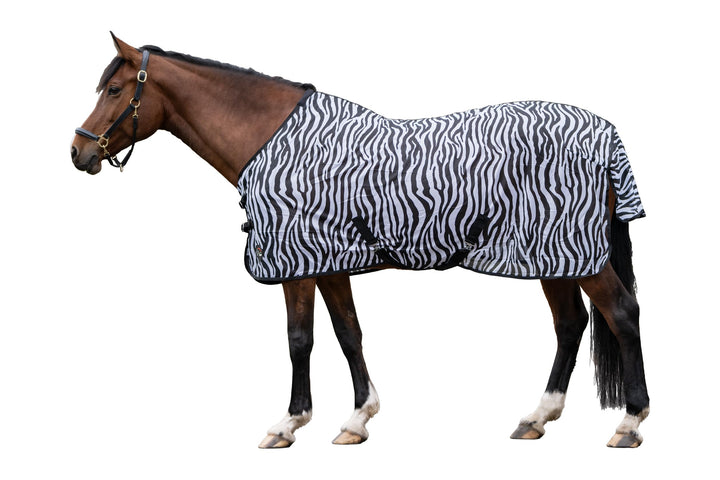 HKM 550677 Fliegendecke Zebra mit Kreuzgurt, M Weiss/Schwarz 125, Weiss/Schwarz 125
