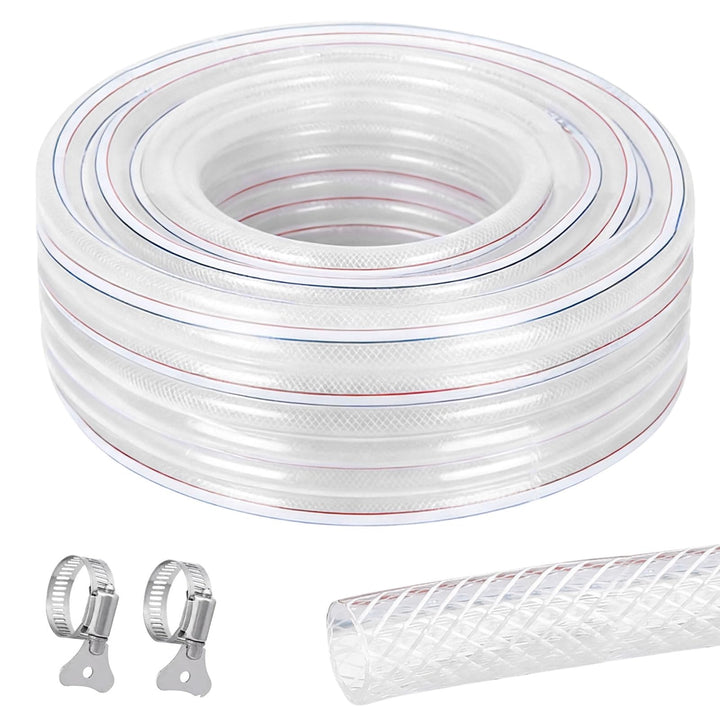 Geflochtener PVC Gewebeschlauch 25x32mm 3 Meter, Transparent Verstärkter Hochdruck Schlauch, Flexibe