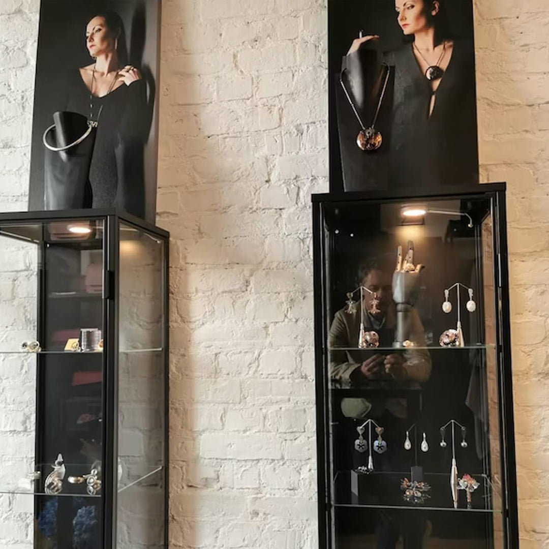 ART-CRAFT Halskettenständer Schmuckständer Halskettendisplay Schmuckbüste aus Holz schwarz 3er Set 2