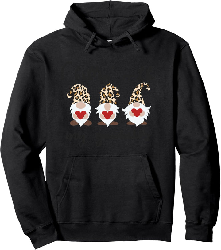 Chillin With My Gnomies Leopard Valentines Pullover Hoodie