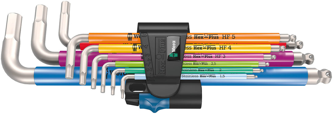 Wera - 05022699001 - Winkelschlüssel Satz, 3950/9 Hex-Plus Multicolour HF Stainless 1, metrisch, Ede