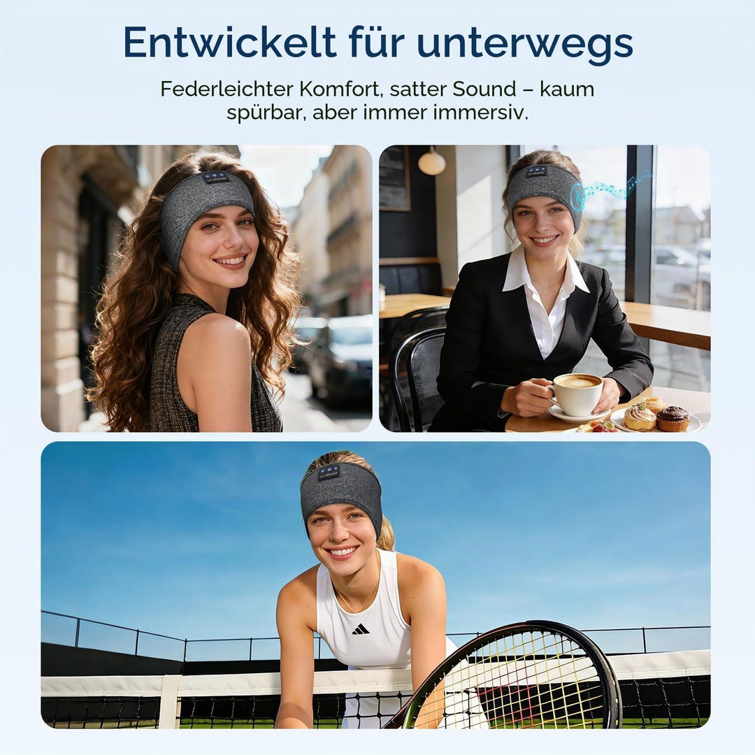 LC-dolida Schlafkopfhörer Bluetooth Stirnband Kopfhörer Bluetooth V5.4 Band Kopfhörer zum Schlafen,S