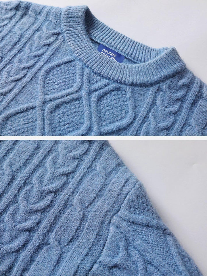 Aelfric Eden Herren Basic Pullover Damen Oversized Strickpullover Rundhals Unisex Einfarbig Pulli Ge