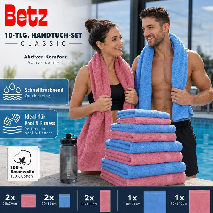 Betz 10-TLG. Handtuch-Set Classic 100% Baumwolle 2 Duschtücher 4 Handtücher 2 Gästetücher 2 Seiftüch