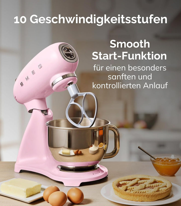 SMEG, SMF03GREU Küchenmaschine, 10 Geschwindigkeitsstufen, Planetenrührwerk, Sicherheitsabschaltung,