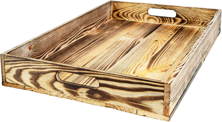 Serviertablett aus Holz 60x40x8cm Holztablett Frühstückstablett Dekotablett Tragetablett Präsentiert