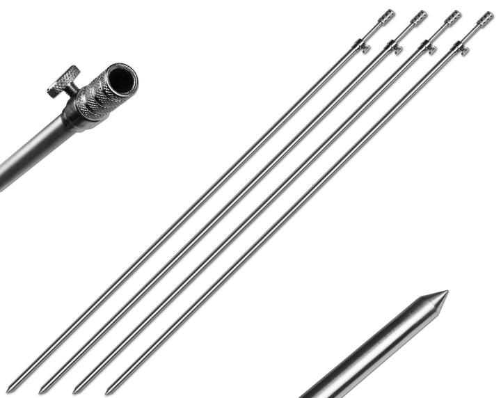 1-4 Stück Rutenhalter Bankstick Alu 45-120cm 9.5/6mm Chrome 4 Stück / 45 - 75cm, 4 Stück / 45 - 75cm
