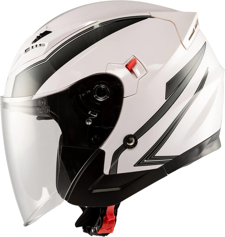 Motorradhelm Doppeltvisier City Jet Zertifikat ECE 22-05 Scooter 61-62 cm (XL) Weiss Silber, 61-62 c