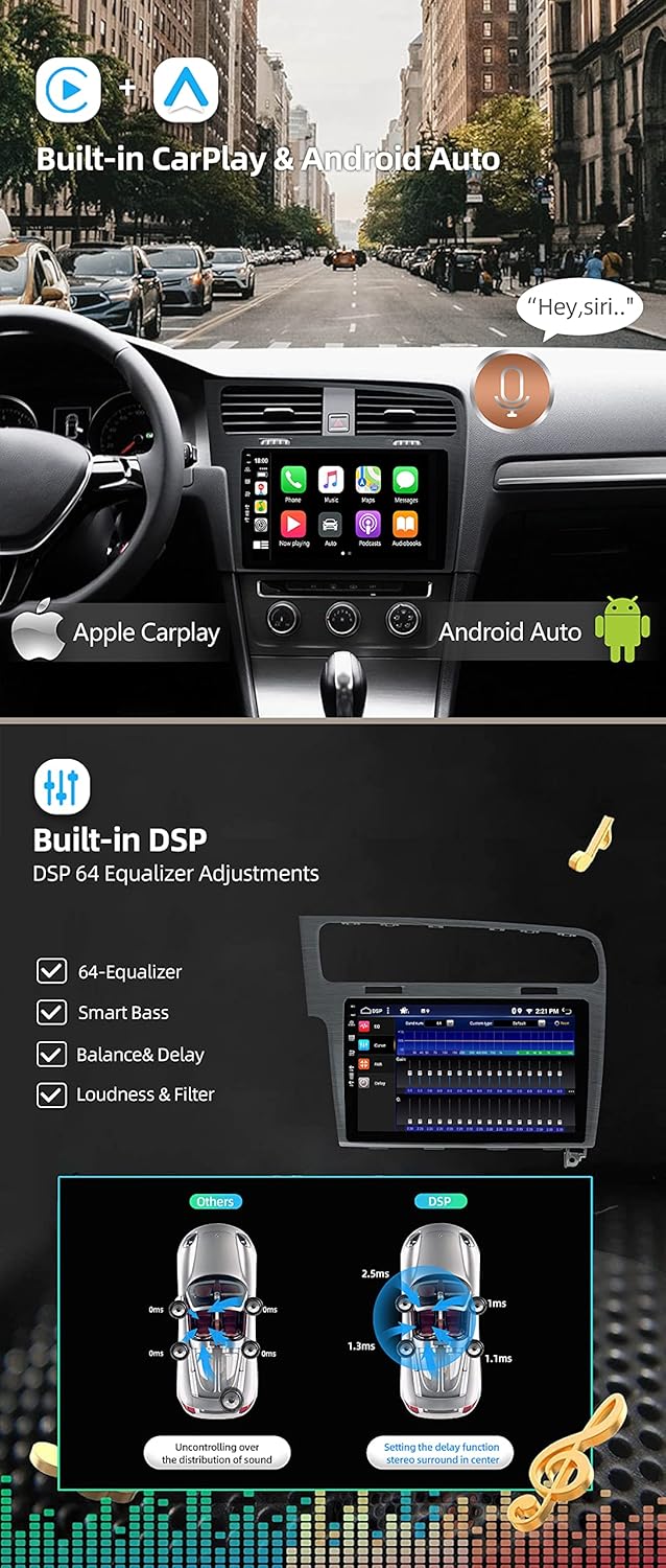 JOYX - [6G+128G] - Android 15 Autoradio Passt für Golf 7 (2013-2018) - Eingebaut DSP/Carplay/Android