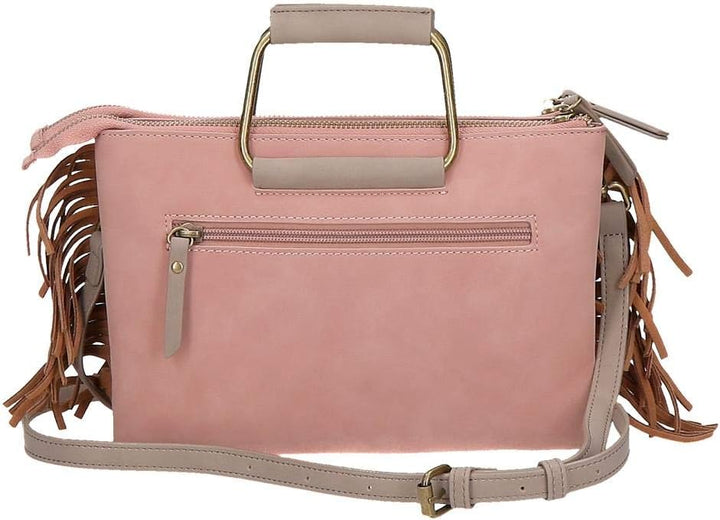 Pepe Jeans Fringe Brieftasche Handtasche Rosa 25X17 cms Synthetisches Leder Umhängetasche Nude, Umhä