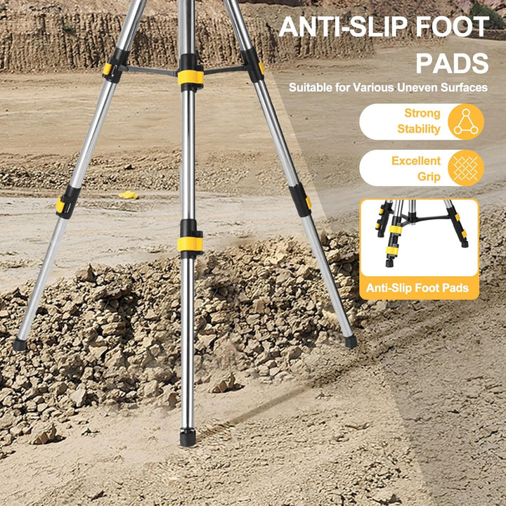 Laser-Stativ mit Höhenverstellung, 120 cm, 5/8" und 1/4" Gewinde, Edelstahl-Verlängerungsstangen 2 F