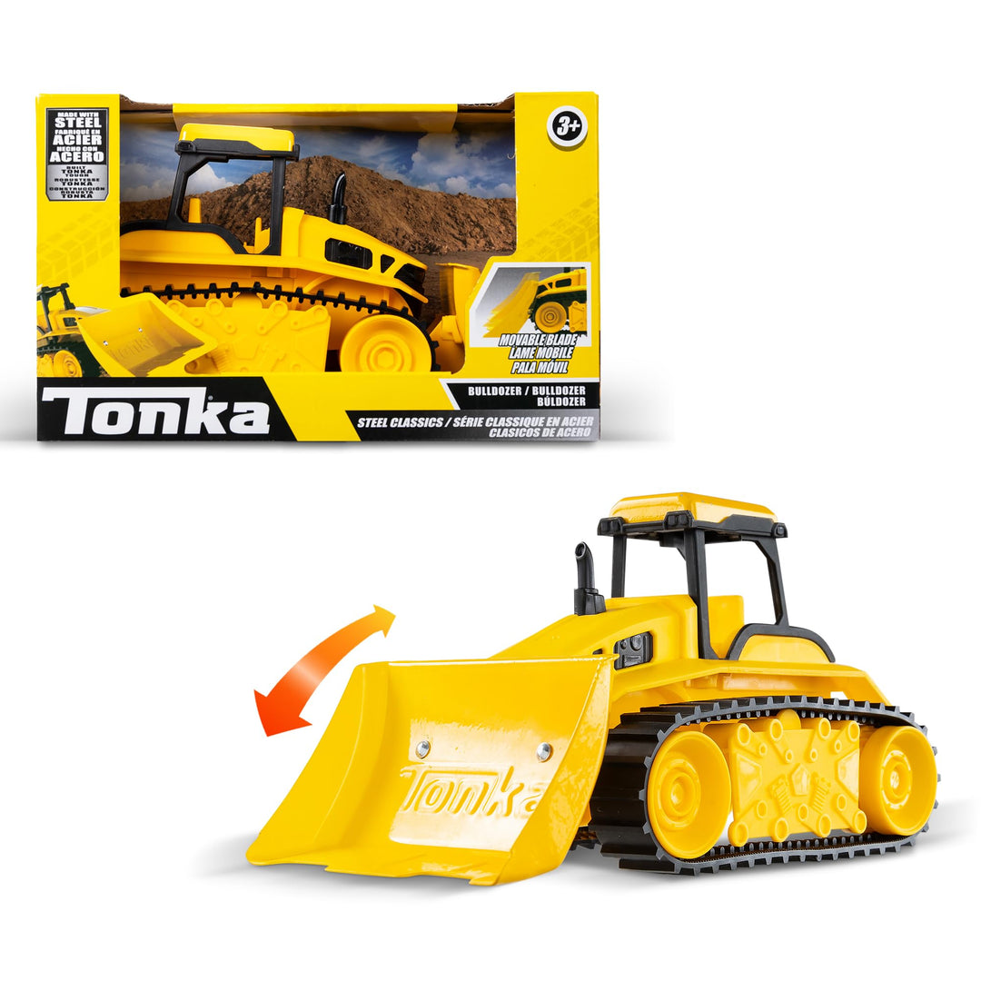 Tonka Basic Fun Mini Steel Classics Bulldozer – Stahlkonstruktion, Arbeitsteile, Realistische Lichte