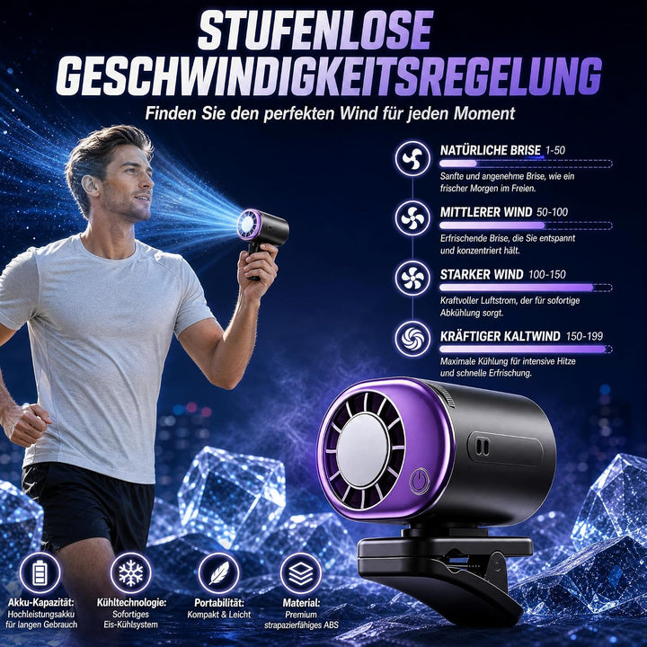 Auto Ventilator, Auto Clip on Klimaanlage Ventilator mit LED Display | 360° Drehung, 199 Einstellbar