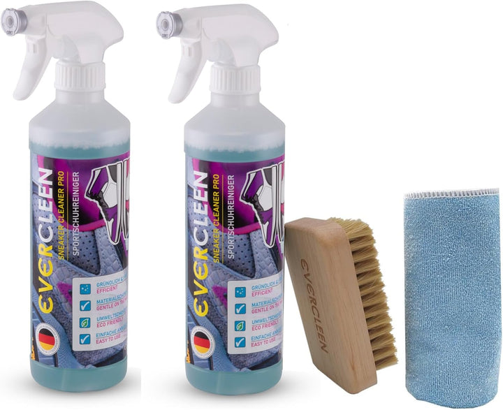 Made in Germany professioneller Sneaker Cleaner 2x 500ml + Mikrofasertuch + Bürste. Intensive Reinig