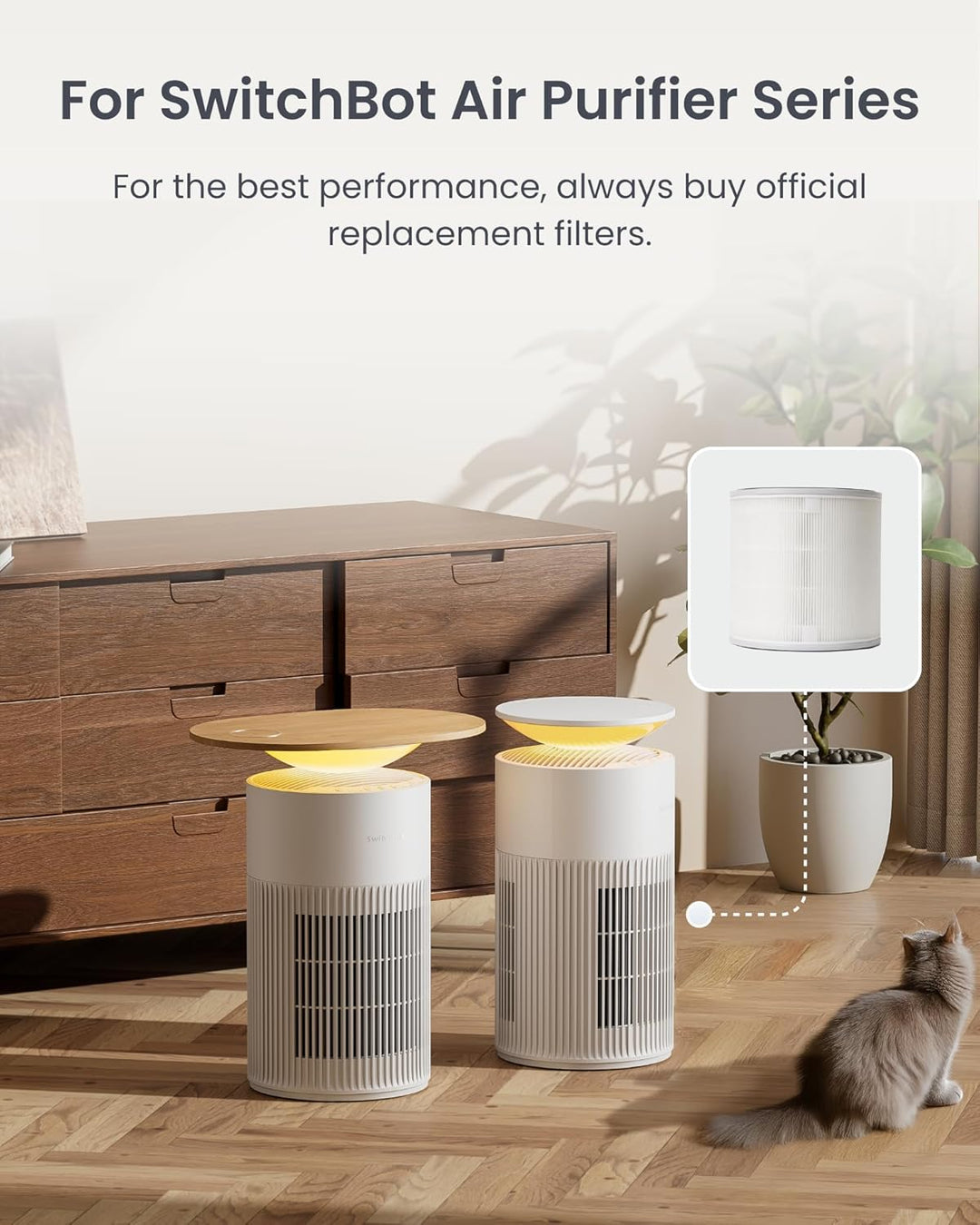 SwitchBot Ersatzfilter 2-Pack kompatibel mit SwitchBot Luftreiniger Air Purifier Accessories Weiss,