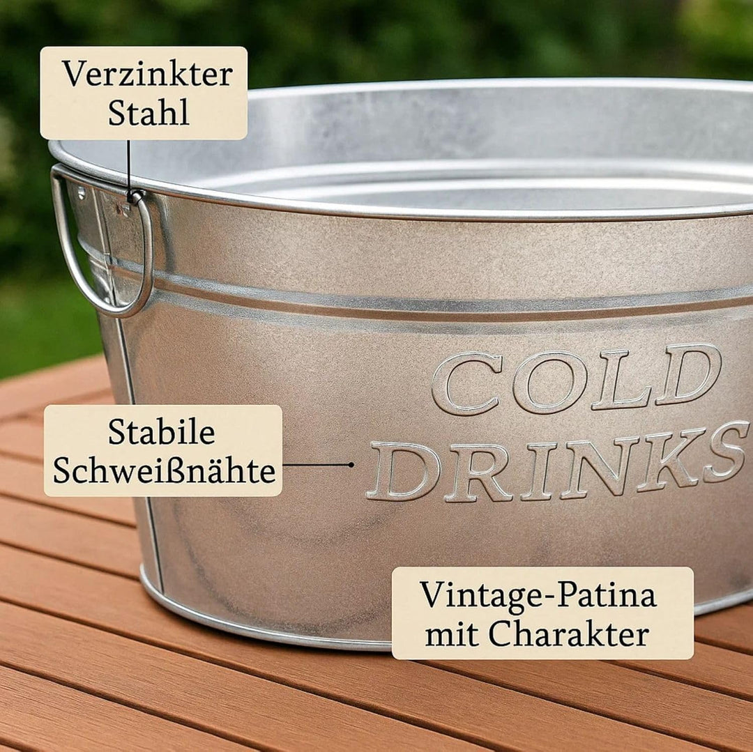 BigDean Zinkwanne gross XXL für Garten Getränkekühler extra gross 24 Liter Getränkewanne verzinkt