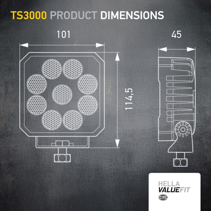 HELLA Valuefit TS3000 LED Arbeitsscheinwerfer 12V - 24V 3000 echte Lumen Nahfeldausleuchtung starke
