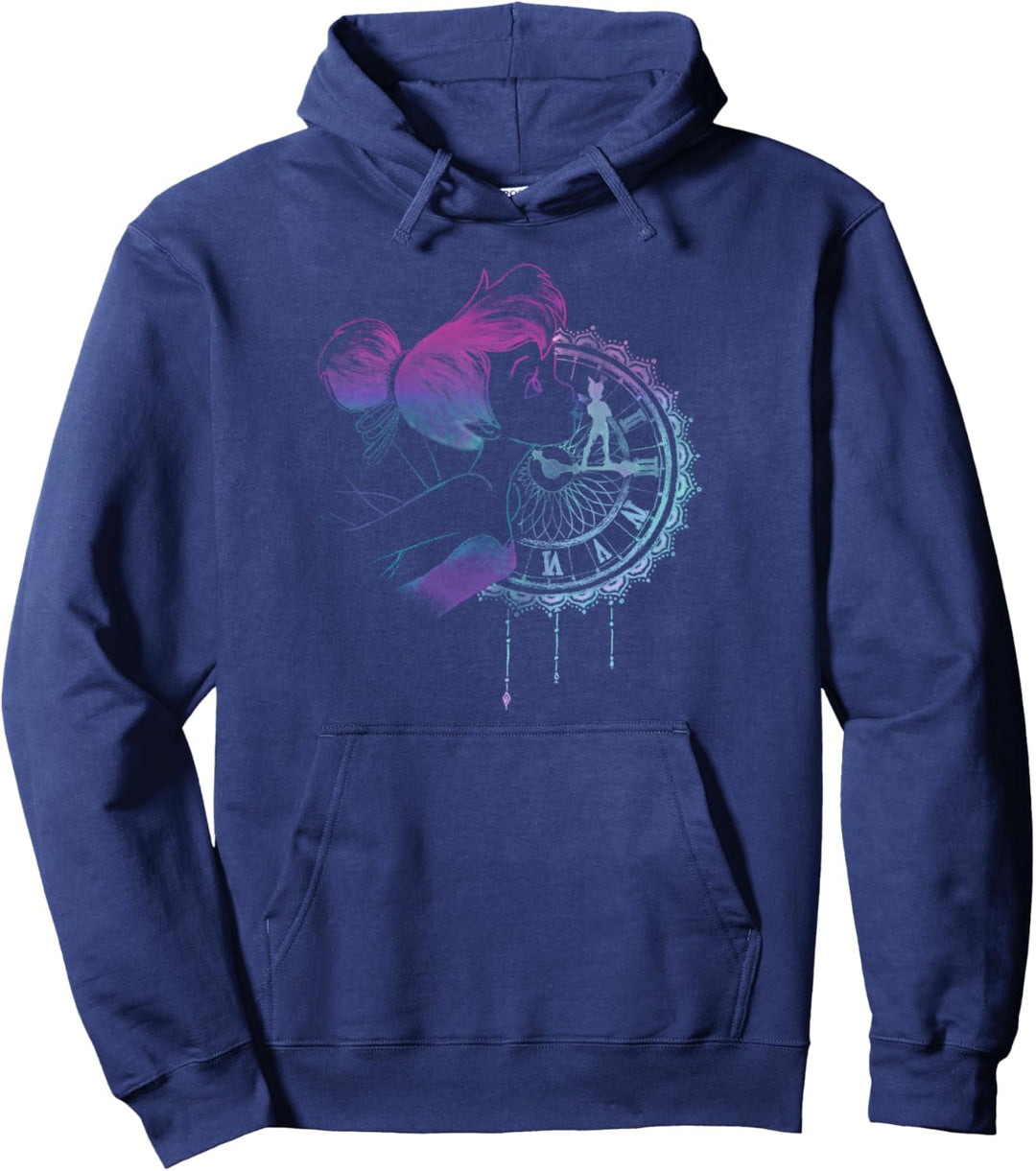 Disney Peter Pan Tinker Bell Neon Colors Clock Portrait Pullover Hoodie