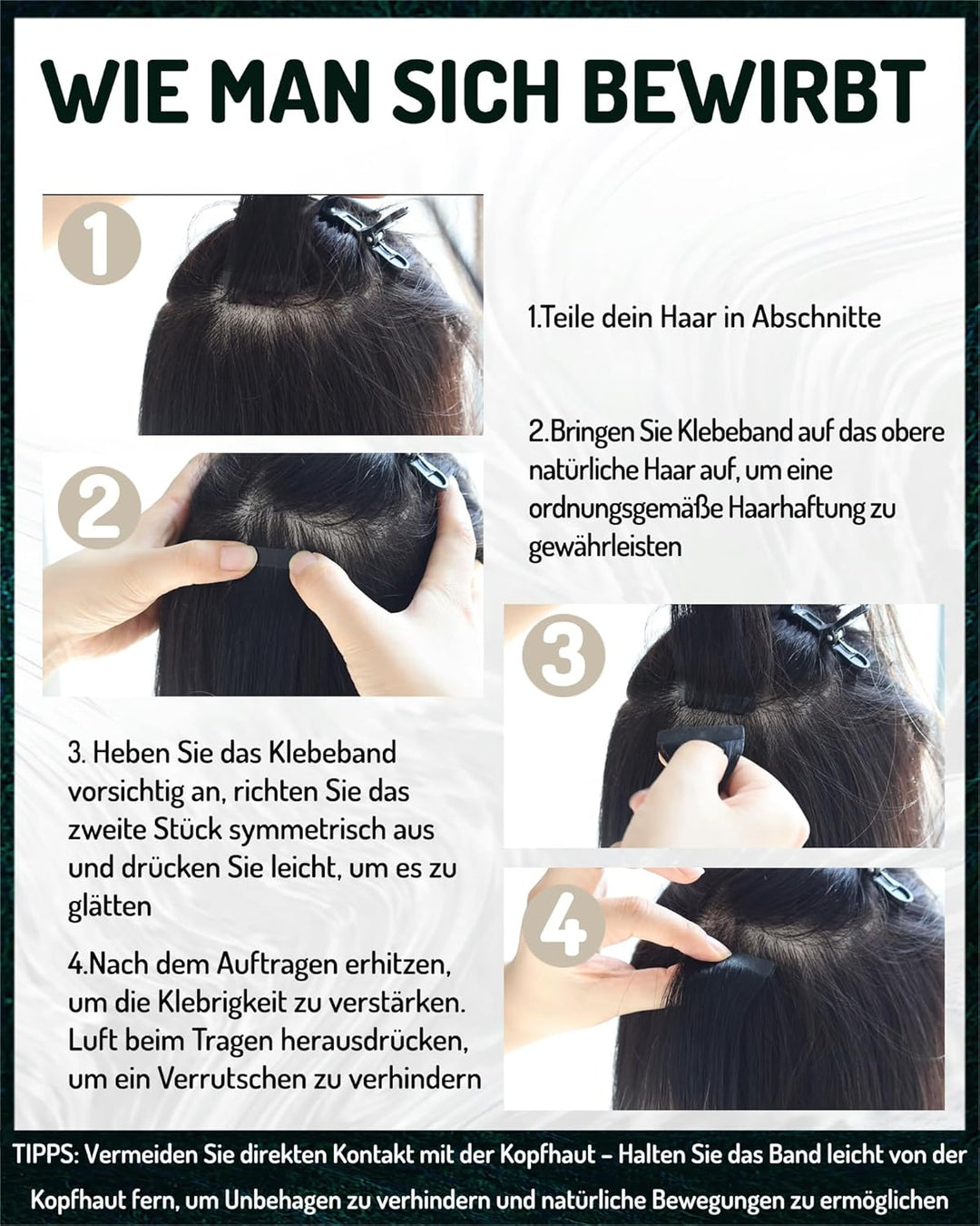 RUNATURE Tape in Extensions Echthaar Blond Highlights 35 cm Glatt Echthaar Tape Extensions Graublond