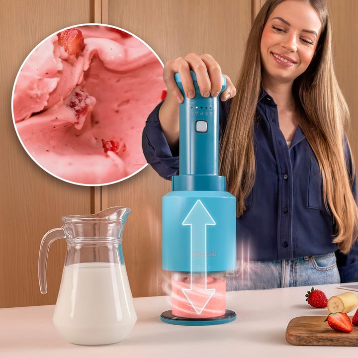 Cecotec Eismaschine Gelatec EasyMove, 5 Programme für Eis, Sorbet, Mix-ins, Slush und Shake, vertika