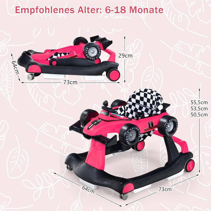 COSTWAY 4 in 1 Lauflernhilfe, Lauflernwagen klappbar mit einstellbarer Höhe & Geschwindigkeit, Baby