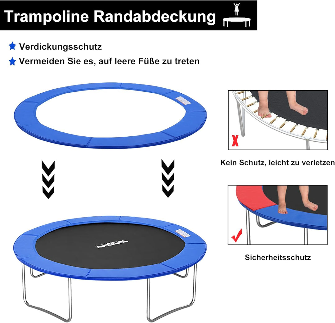 YRHome Trampolin Randabdeckung Federabdeckung Ø 244cm 305cm 366cm UV-Beständigkeit Reissfest Randsch