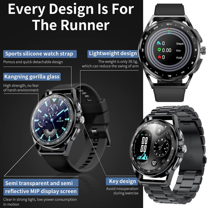 Smartwatch Herren mit Telefonfunktion, 2022 1,32" HD Voll Touchscreen Armbanduhr Herren Smartwatch m