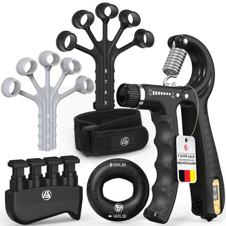 Handtrainer Fingertrainer, Griffkraft Trainer Set, Verstellbarer Unterarmtrainer, Finger Trainer, Un