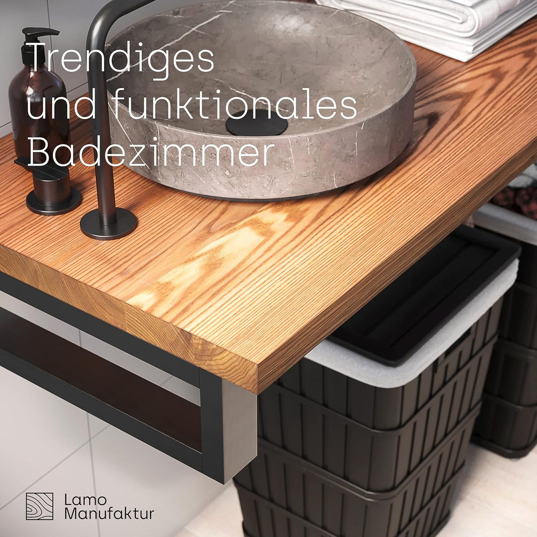 LAMO Manufaktur Waschtischplatte, Holzplatte Waschtisch, 70x40 cm (AxB), Natur, ohne Montageset, LWP