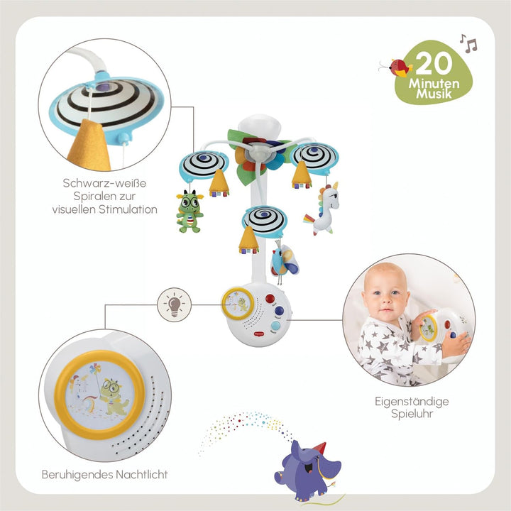 Tiny Love Classic Mobile, 2-in-1 Musik Mobile Baby Elektrisch, 0+ Monate, in ein Mobile Babybett für