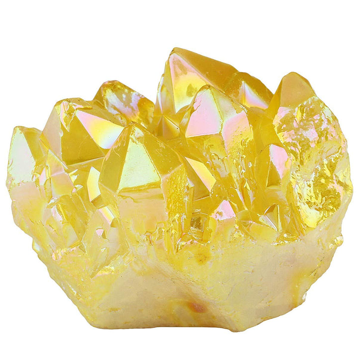 mookaitedecor Titanium Coated Natürlichen Bergkristall Rohstück Geode Dekorative Stein Naturstück Ed