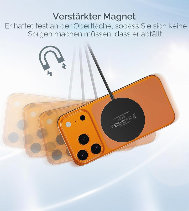 Induktive Ladestation Kompatibel mit Magnetisches Ladegerät, Wireless Charger Kabellos Schnellladege