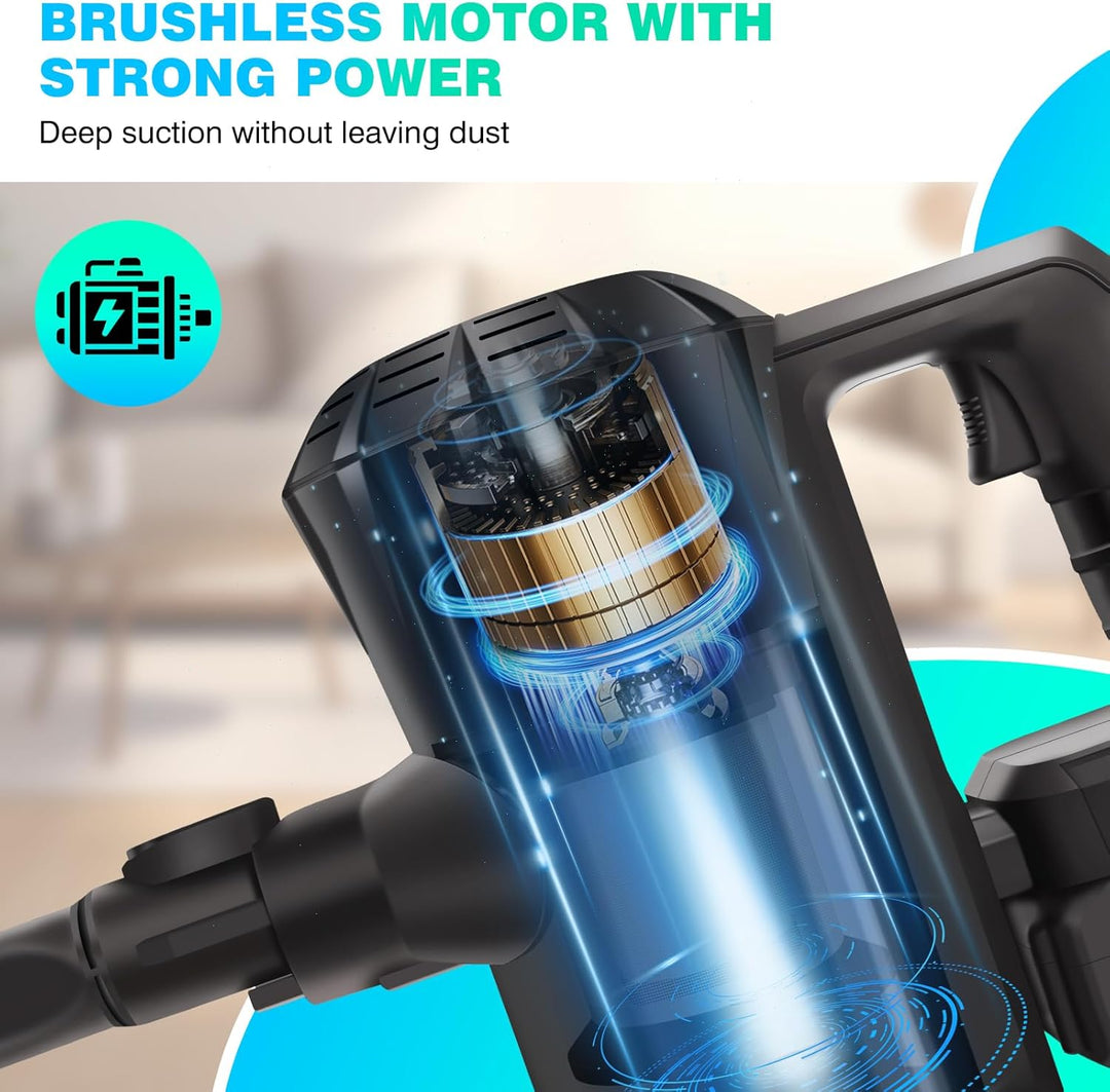 DayPlus 500W Akkustaubsauger mit 1 x 3.0Ah Batterie, 15000Pa Leistungsfähige Saug, 65Min Laufzeit, L