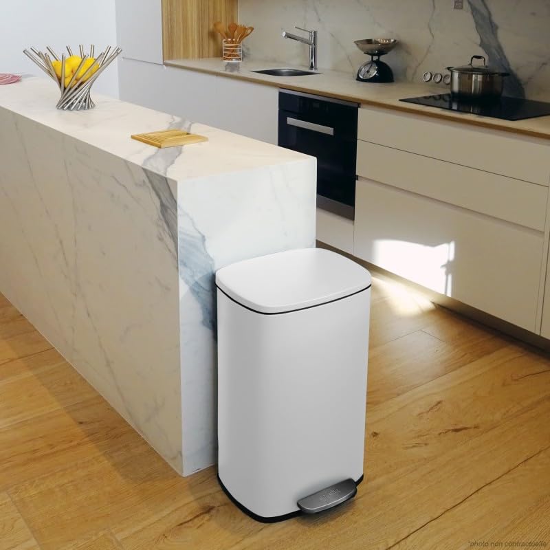 Spirella Mülleimer, Abfalleimer, Treteimer für die Küche, 50 Liter, Softclose, Inneneimer aus Kunsts
