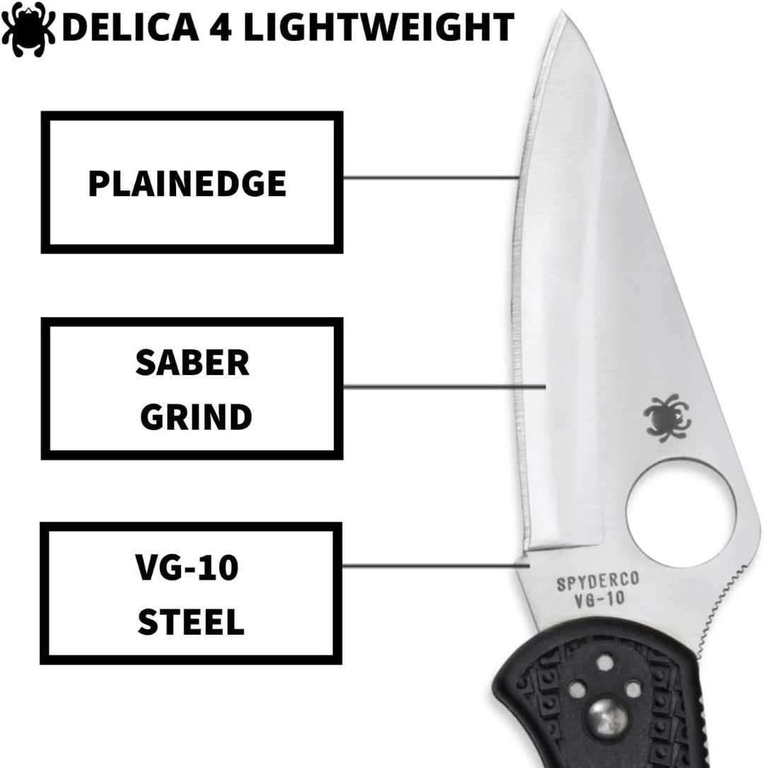 Spyderco Delica 4 Spyder Kantenfaltmesser, Schwarz